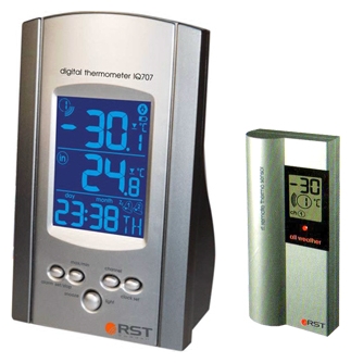 Термометр (р/датч., часы, серебр. металлик) цифровой
